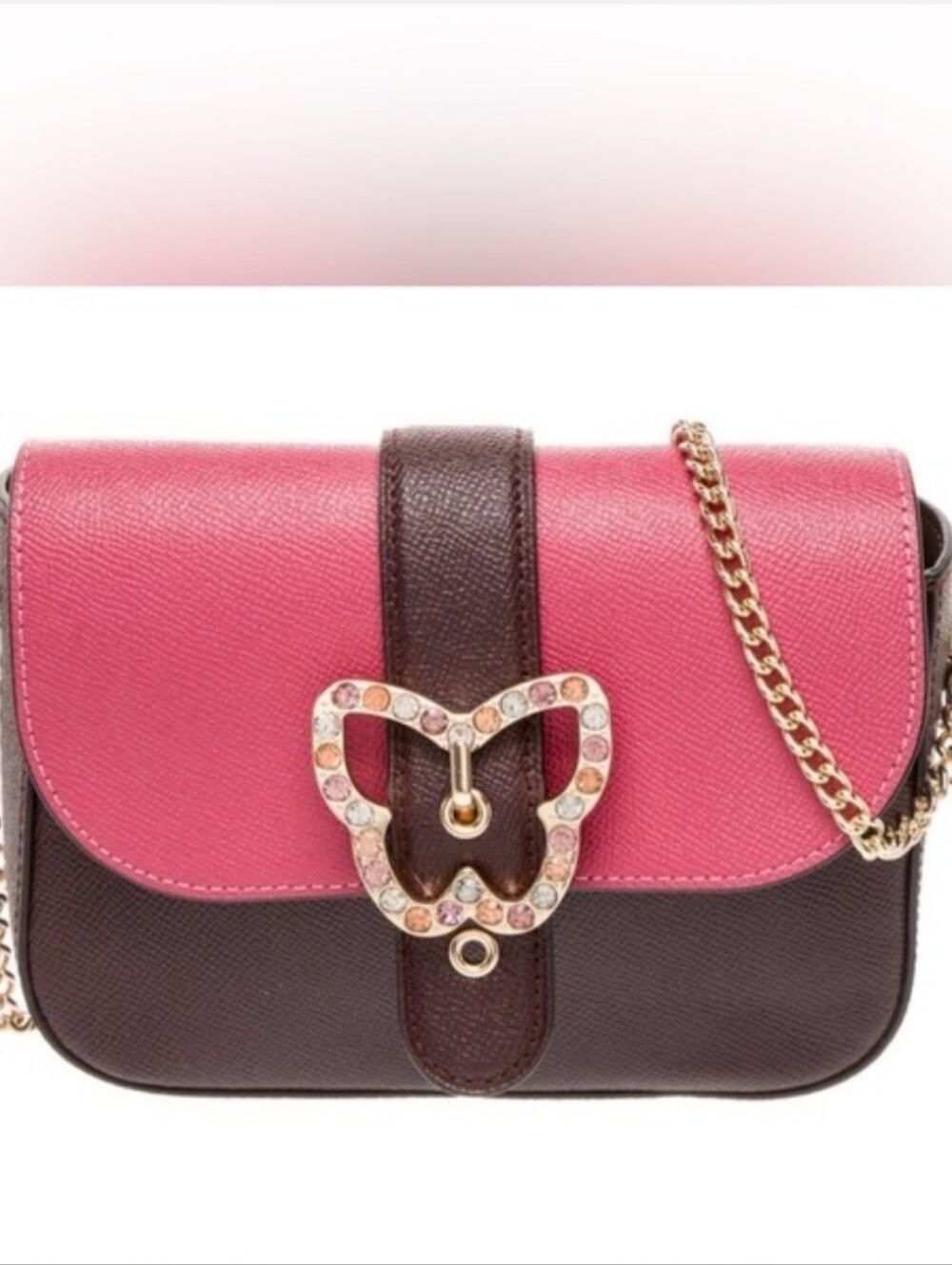 Coach Gemma Cranberry & Maroon Butterfly Buckle Leather Crossbody NWOT